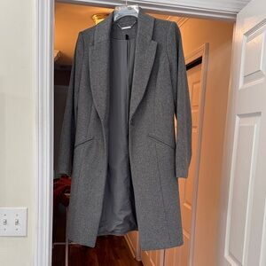 White House Black Market grey wool Trench Coat